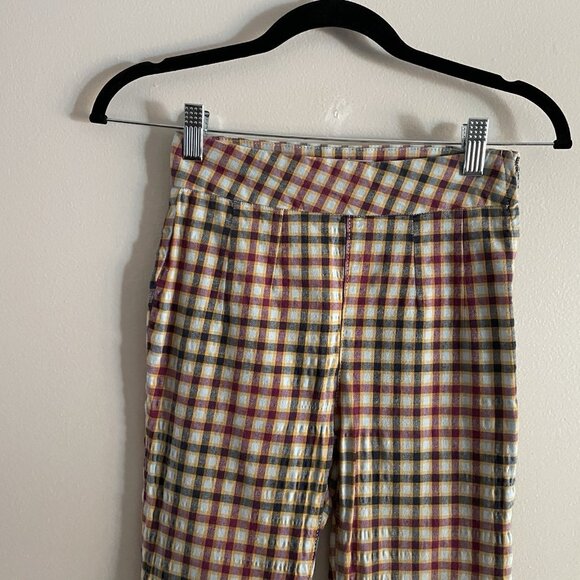 Free People Wmn 24 Plaid Academia Preppy High Waist Ella Kick Skinny Ankle Pants - Picture 4 of 11